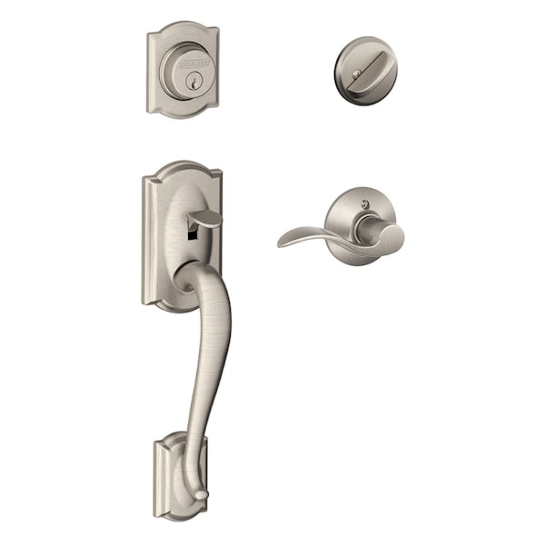 Schlage Camelot / Accent Satin Nickel Single Cylinder Handleset and Knob Right or Left Handed F60VCAM619ACC - main